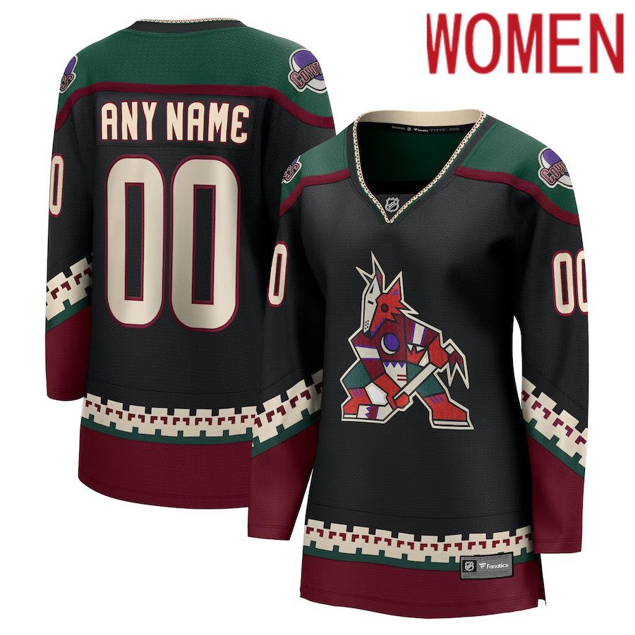 Women Arizona Coyotes Fanatics Branded Black Home Breakaway Custom NHL Jersey